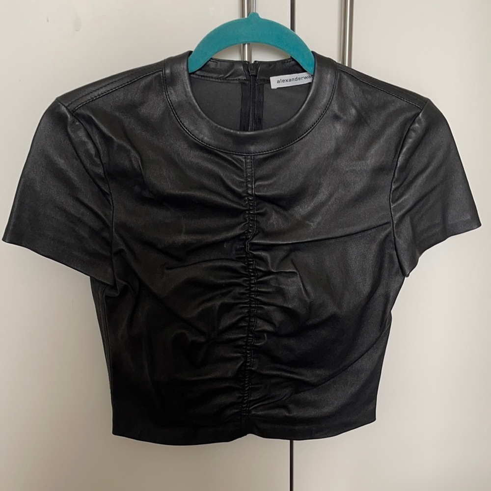Alexander Wang leather crop top Black